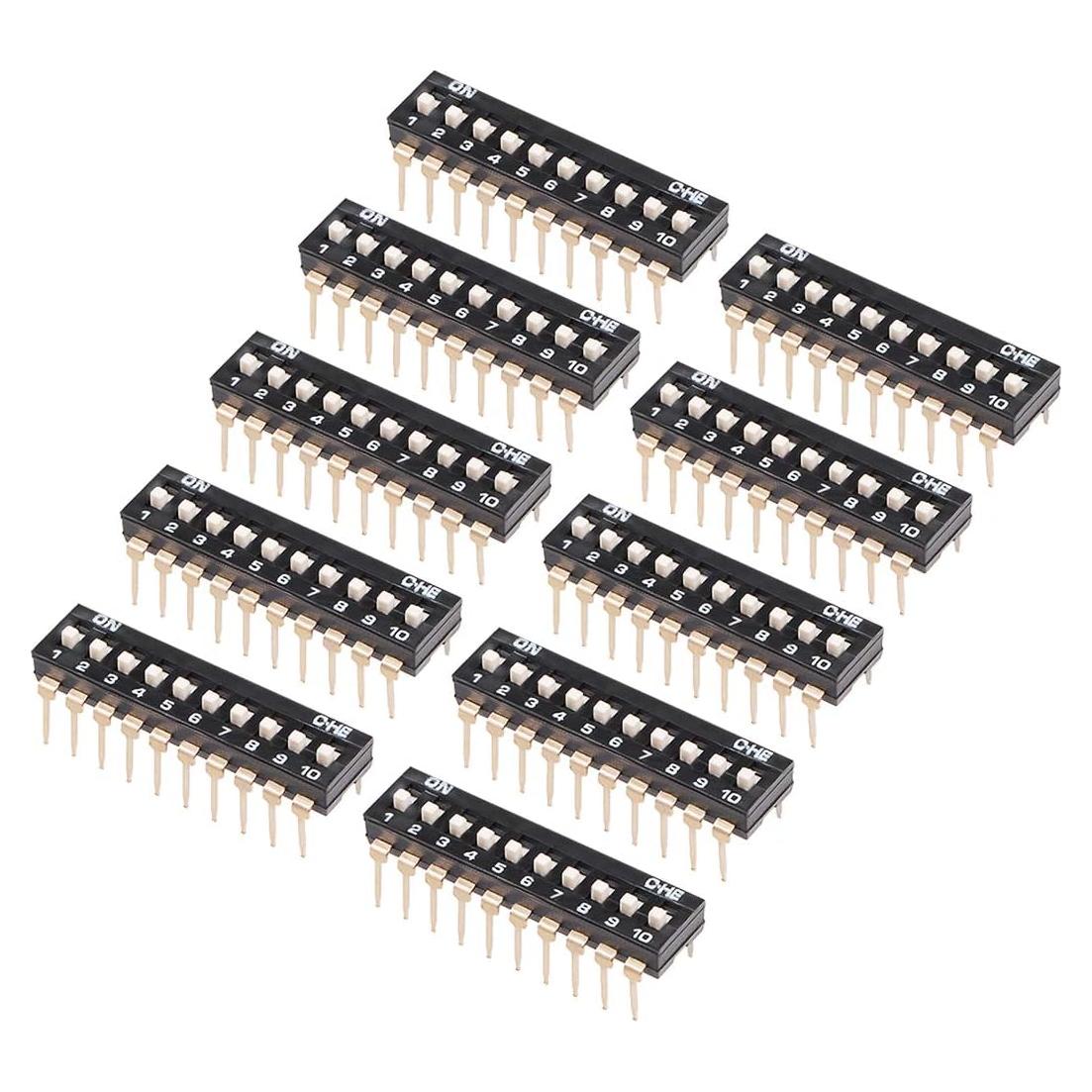Interruptor DIP uxcell 10 Posiciones 2.54mm para PCB