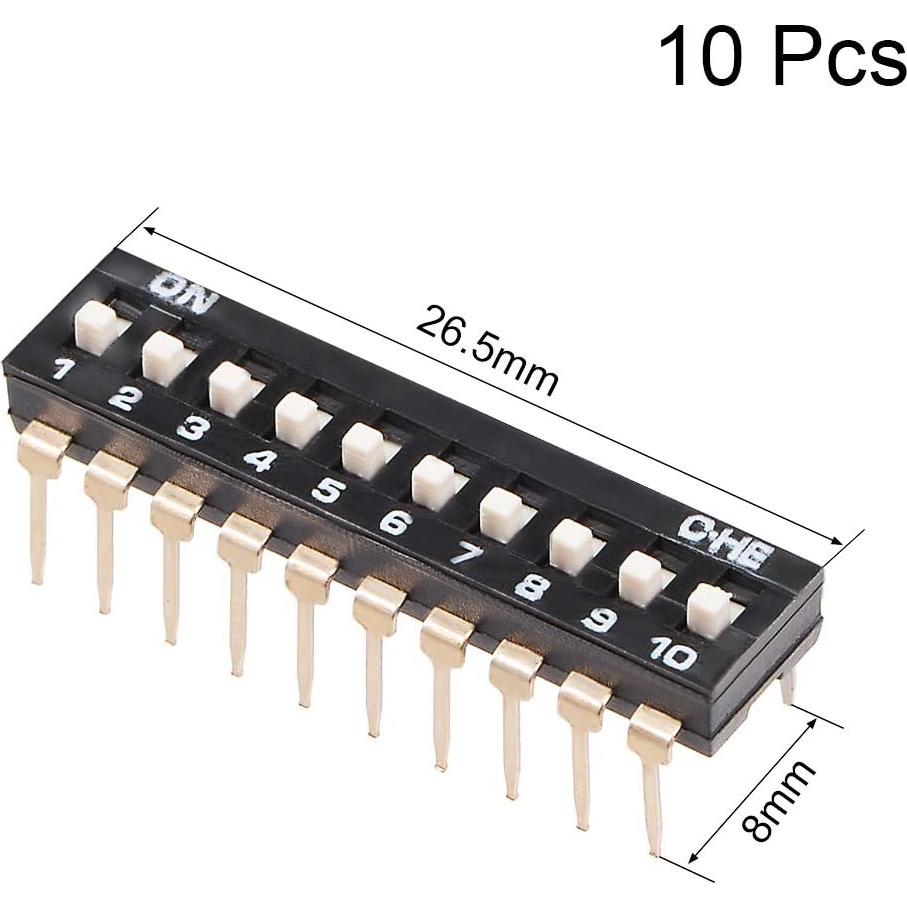 Interruptor DIP uxcell 10 Posiciones 2.54mm para PCB