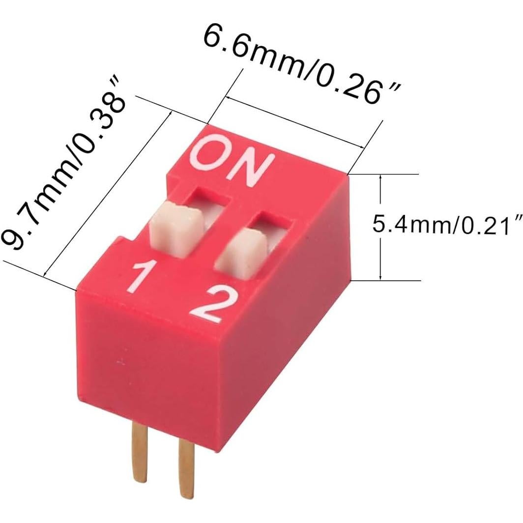 20 Interruptores Dip Deslizantes 2 Pines Juasky 2.54mm PCB