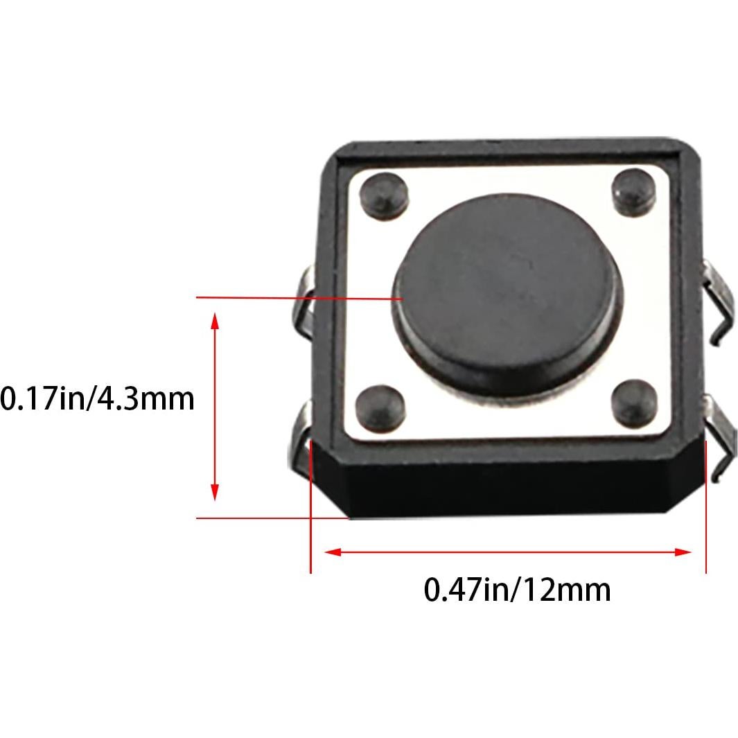 20 Interruptores Táctiles Momentáneos Ruiwaer 12x12mm