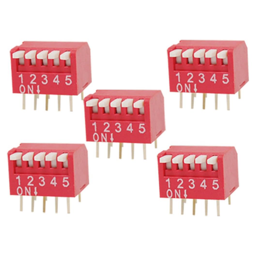 Interruptor DIP 5 Vías Uxcell 2.54mm 1.3x0.6cm 5 Pcs