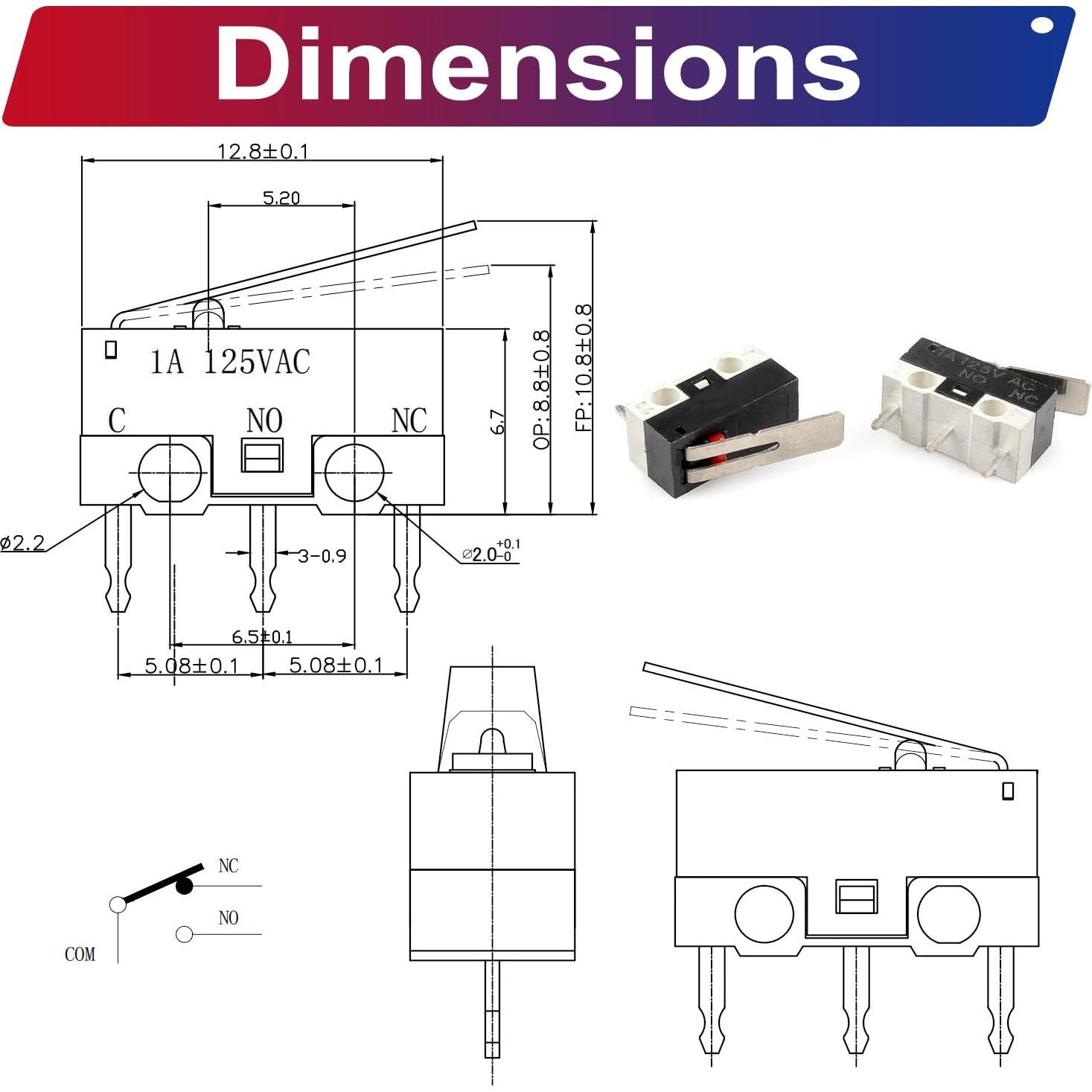 Kit de Interruptores de Límite Micro 40Pcs Kidisoii DIY