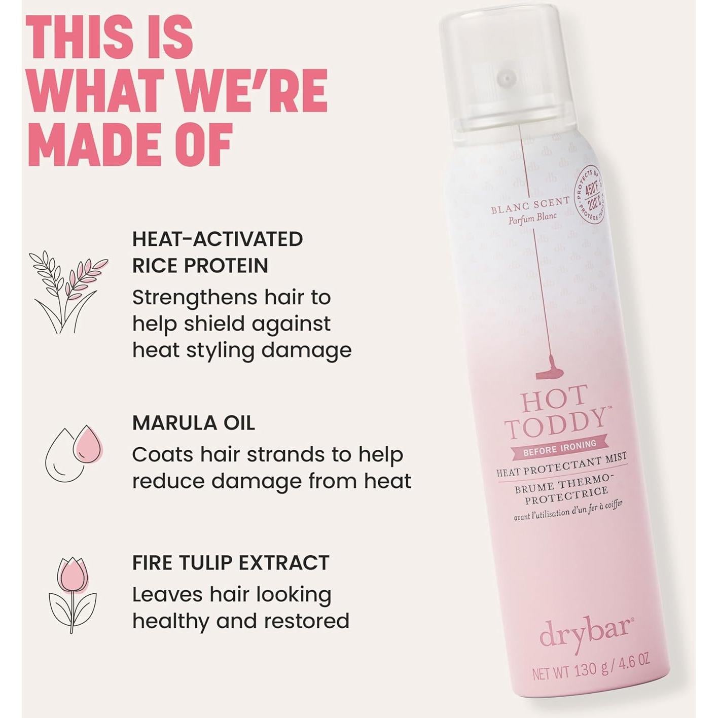 Drybar Hot Toddy Mist Protector Térmico 130g - Spray Ligero