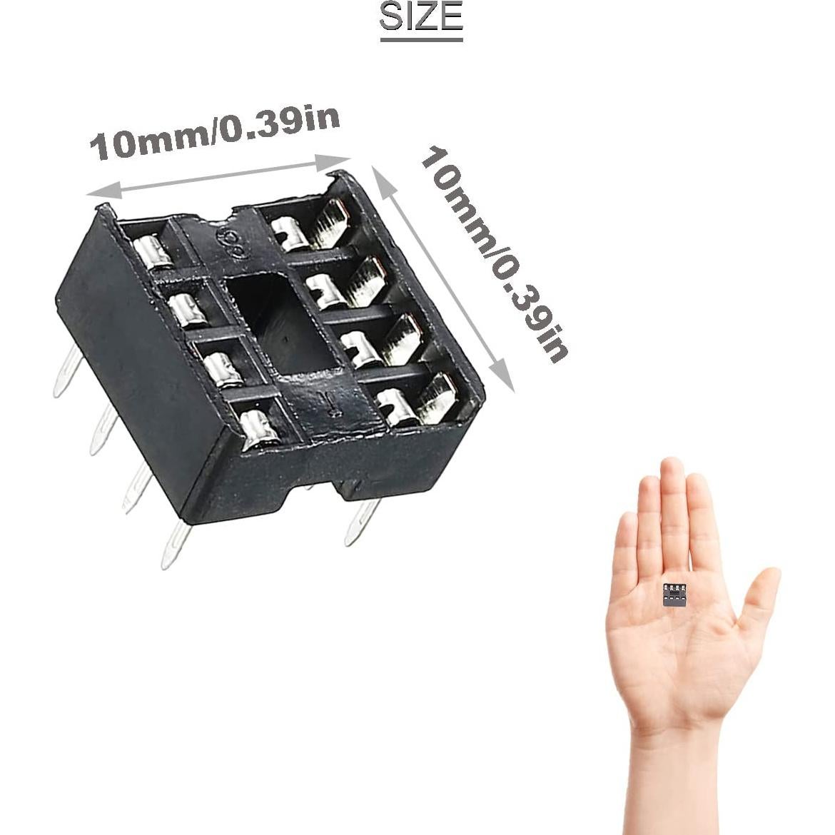 100 Zócalos IC DIP-8 DKARDU 2.54mm con Bolígrafo de Estaño