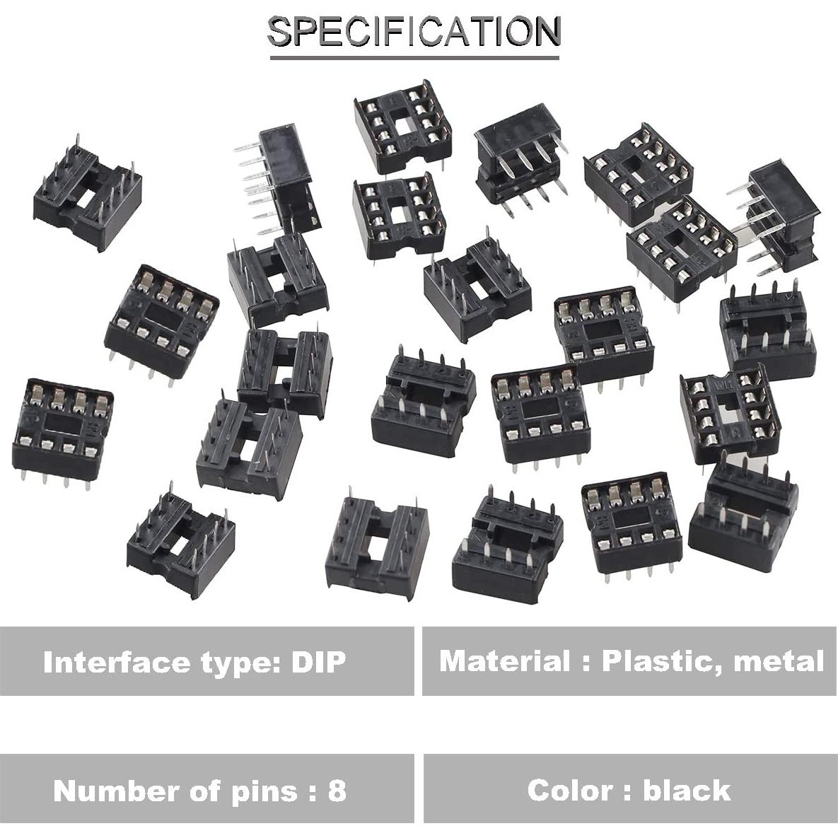 100 Zócalos IC DIP-8 DKARDU 2.54mm con Bolígrafo de Estaño
