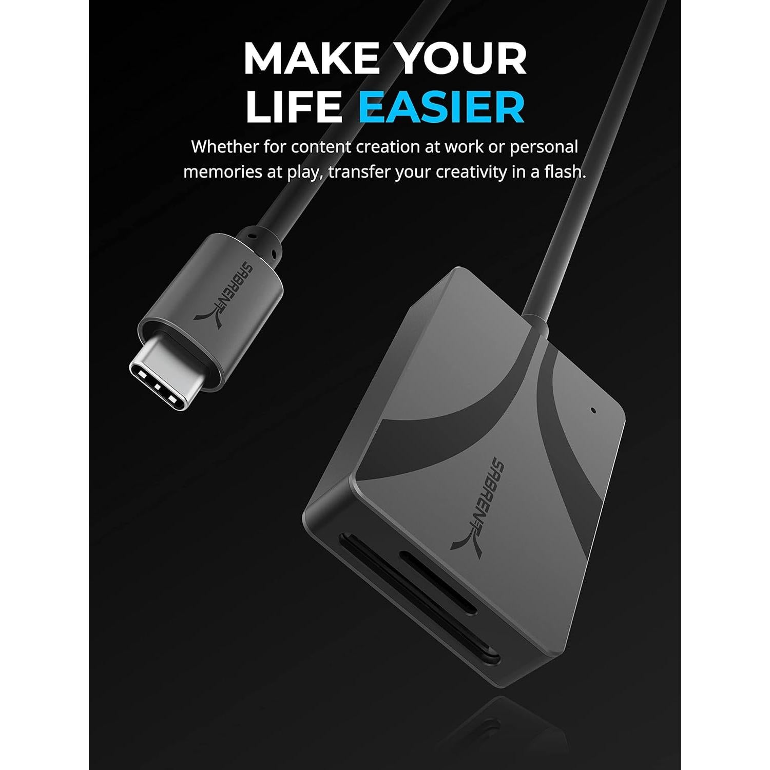 Lector de Tarjetas USB Tipo-C Sabrent CR-CSDM UHS-II SD/microSD