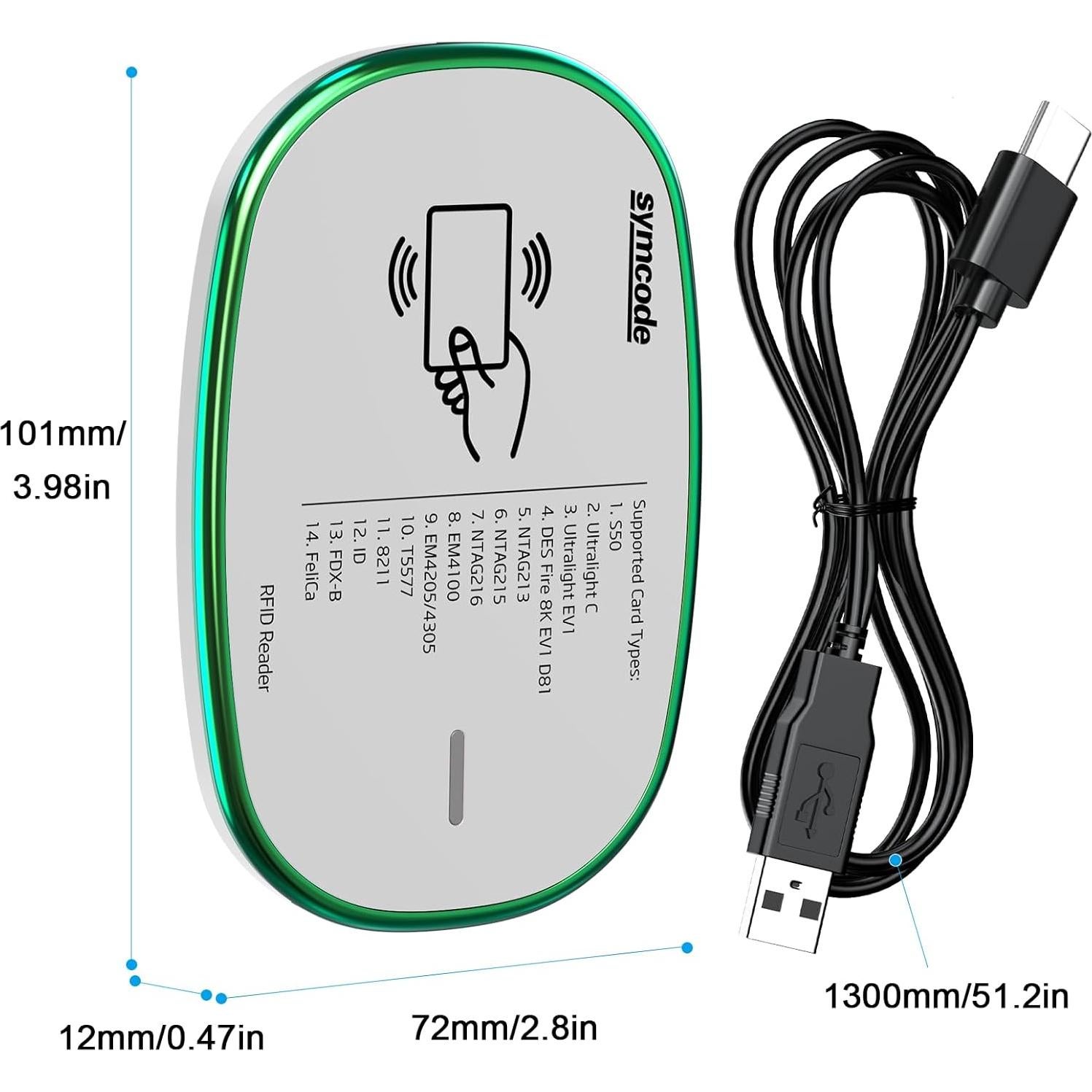 Lector y Escritor RFID Symcode MJ-Q71-W 125KHz/13.56MHz USB