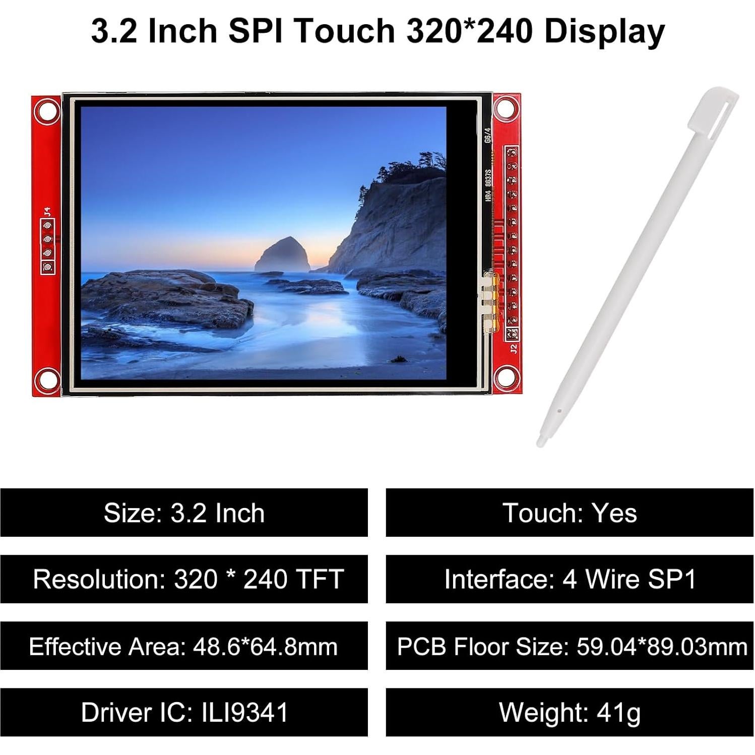 Pantalla Táctil 3.2" ILI9341 TFT LCD 240x320 con Lápiz