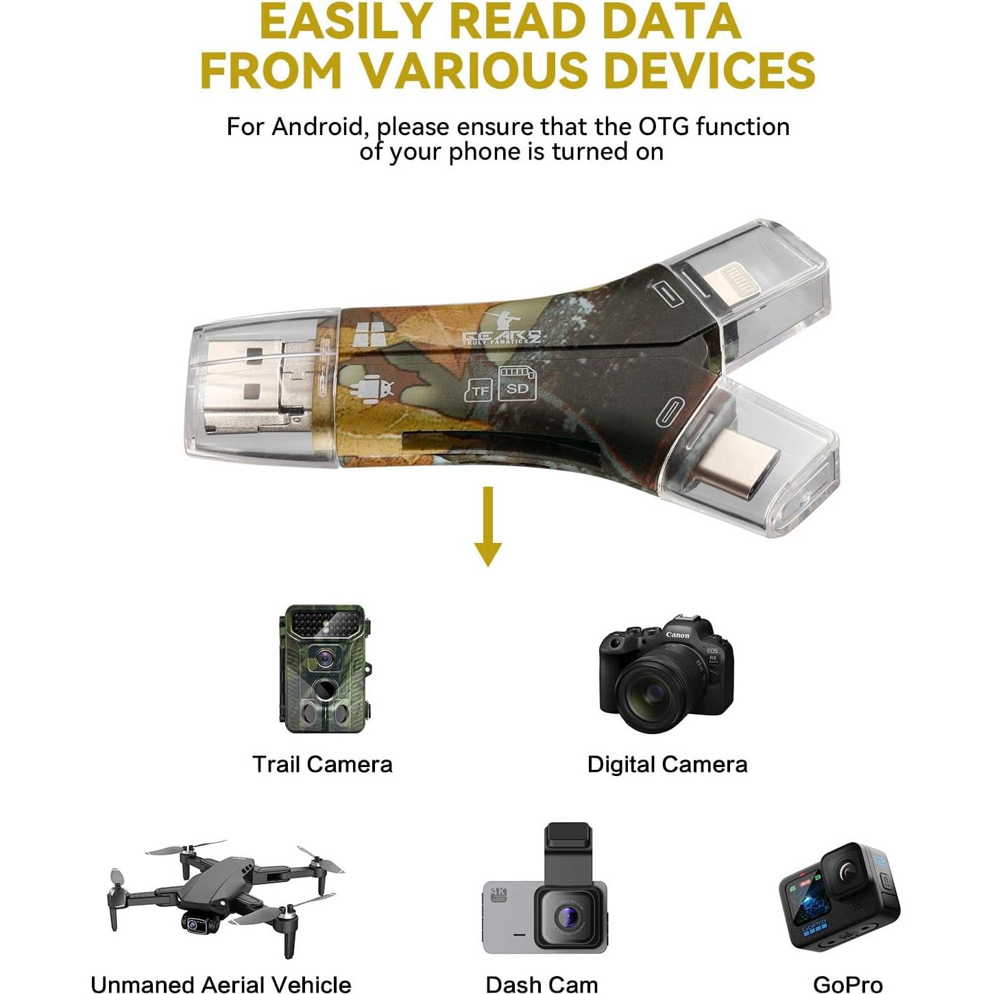 Lector de Tarjeta SD TF GearOZ GZ0016AA Inalámbrico 4 en 1