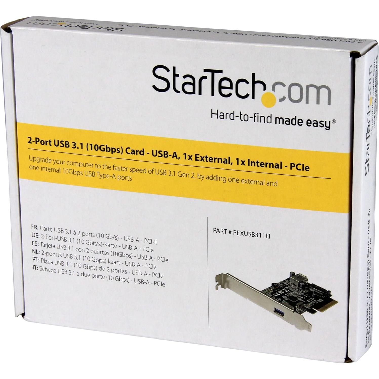 Tarjeta PCIe USB 3.1 StarTech 2 Puertos 10Gbps USB-A