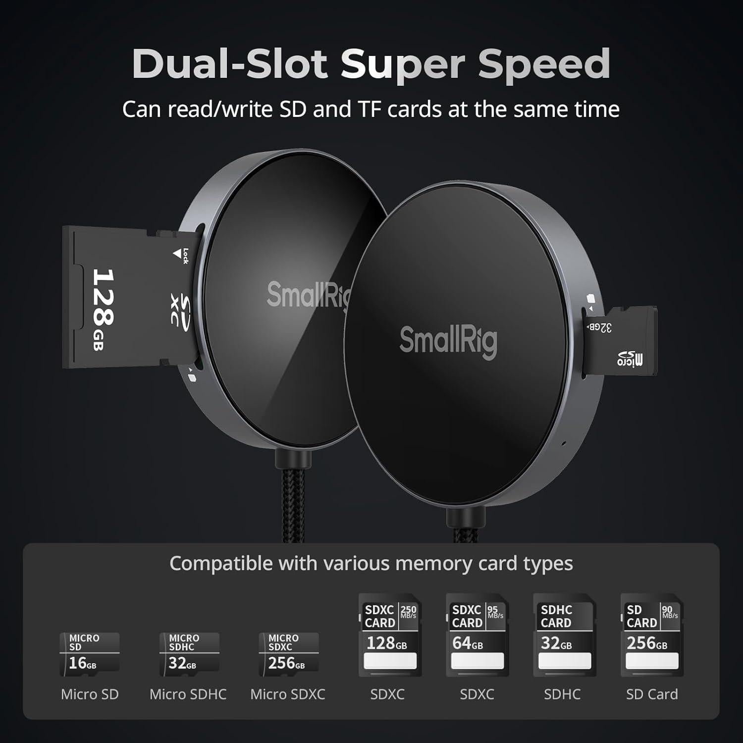 Lector de Tarjetas SD/TF SMALLRIG USB 4.0 312MB/s Doble Ranura