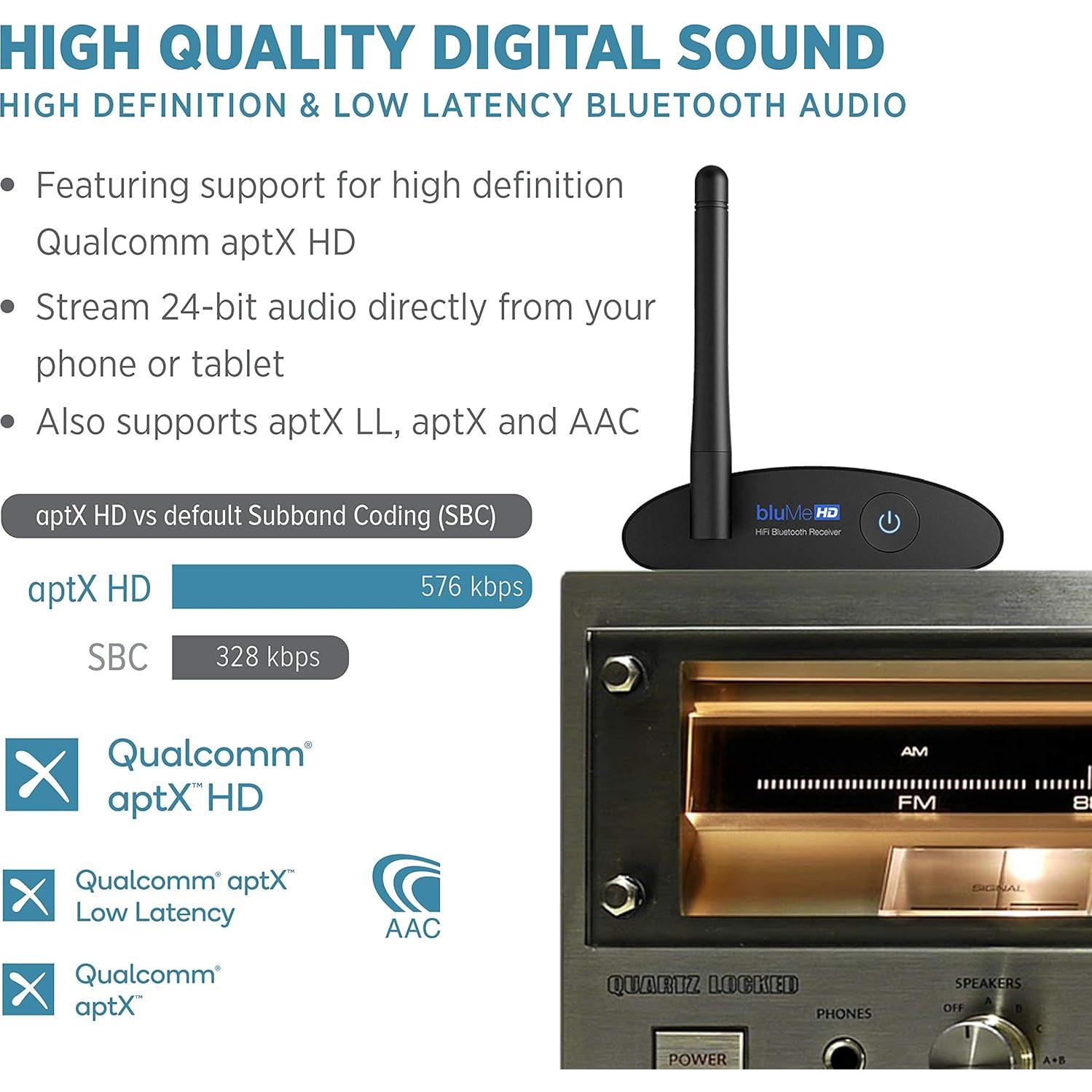 Receptor Bluetooth Auris bluMe HD Hi-Fi DAC 384kHz 30m