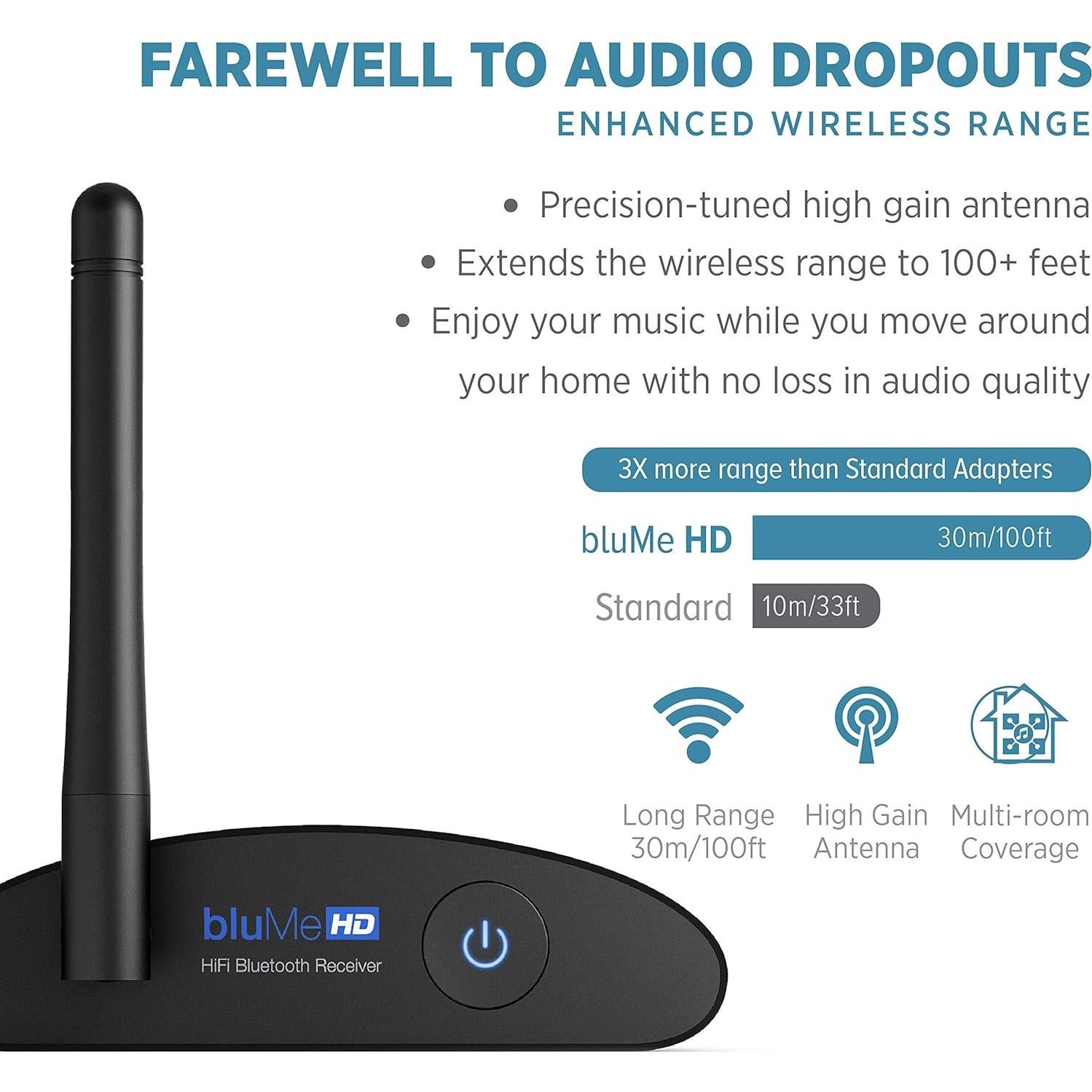 Receptor Bluetooth Auris bluMe HD Hi-Fi DAC 384kHz 30m