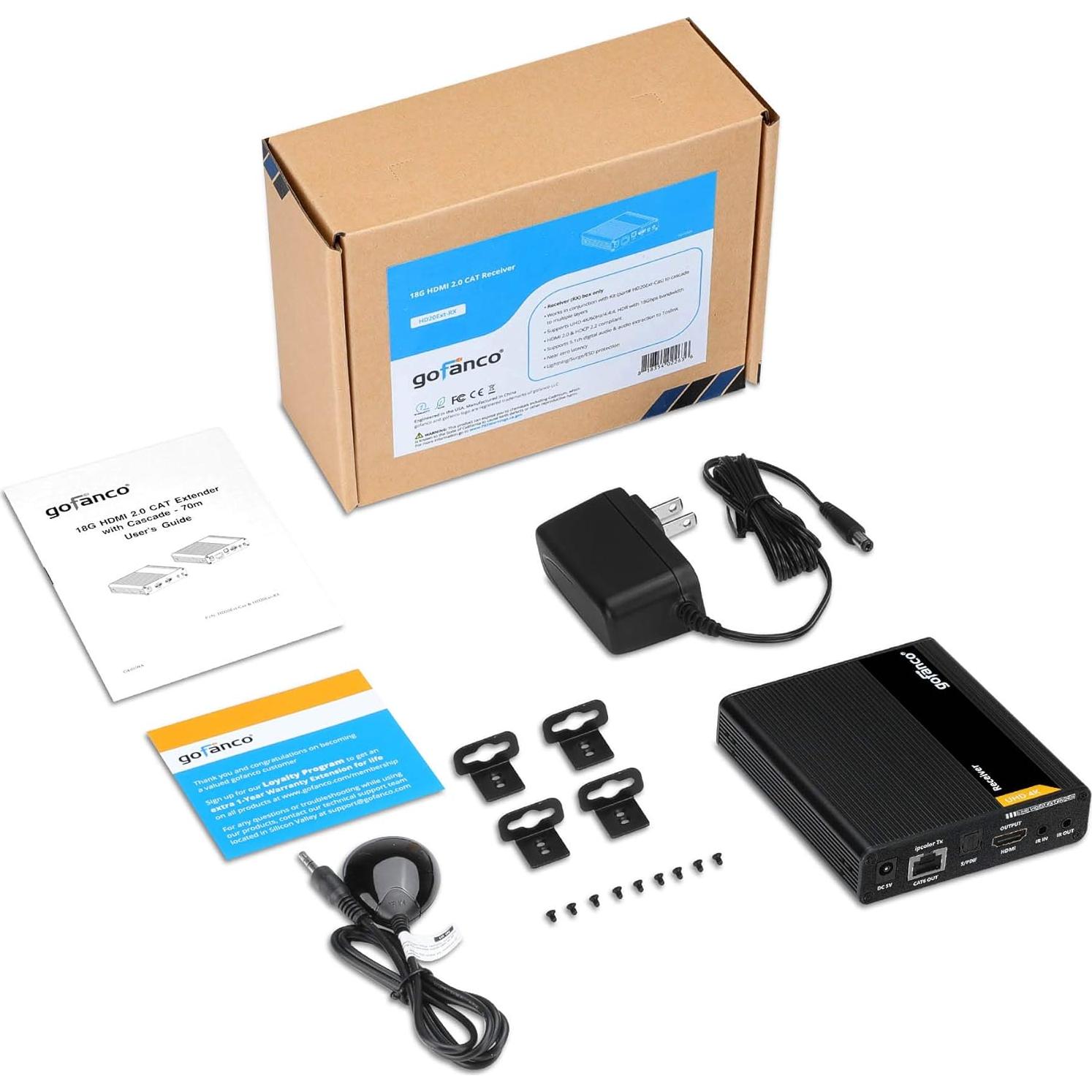 Receptor HDMI 4K gofanco HD20Ext-RX - Cascadable, 18Gbps