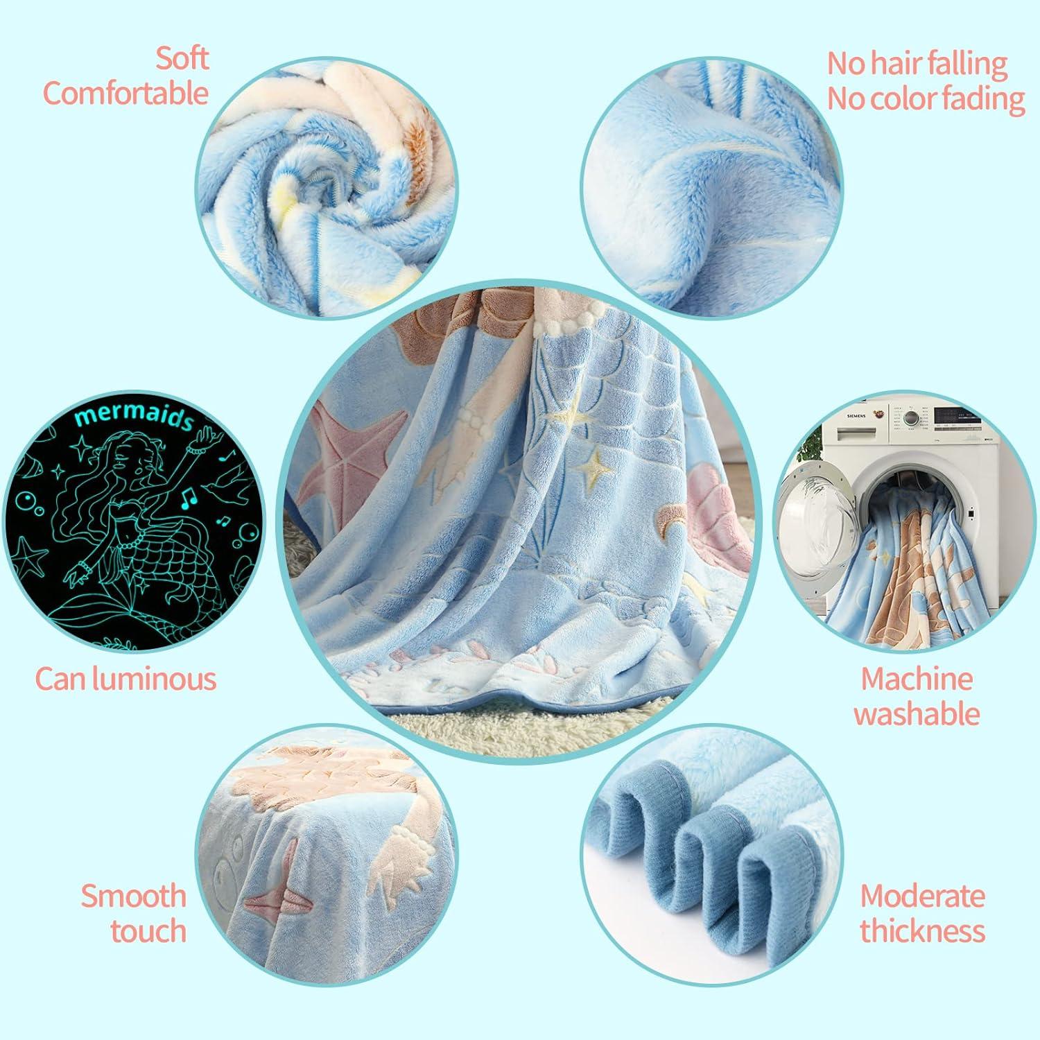 Manta de Sirena Goodhipi que Brilla en la Oscuridad 127x152 cm