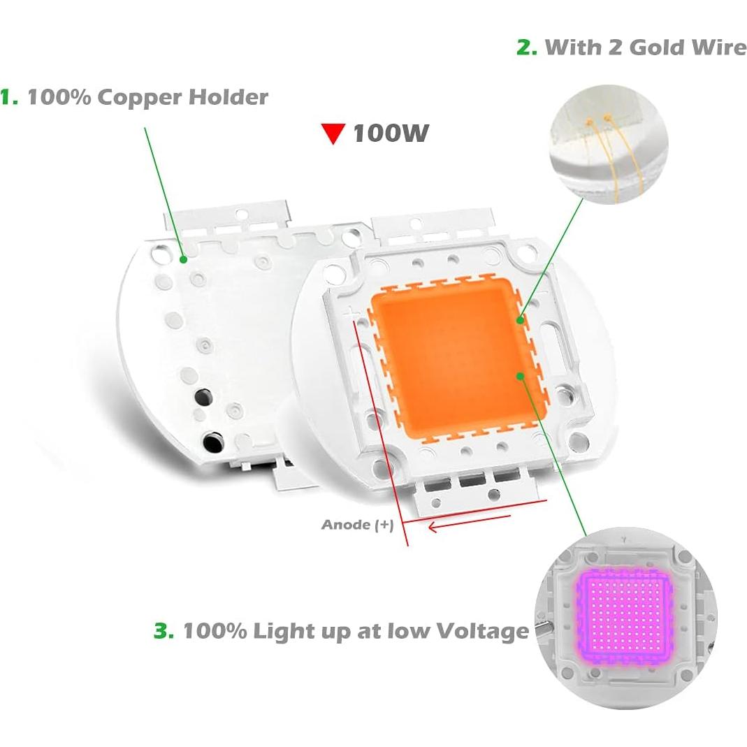 Chip LED de Alta Potencia 100W Chanzon Espectro Completo