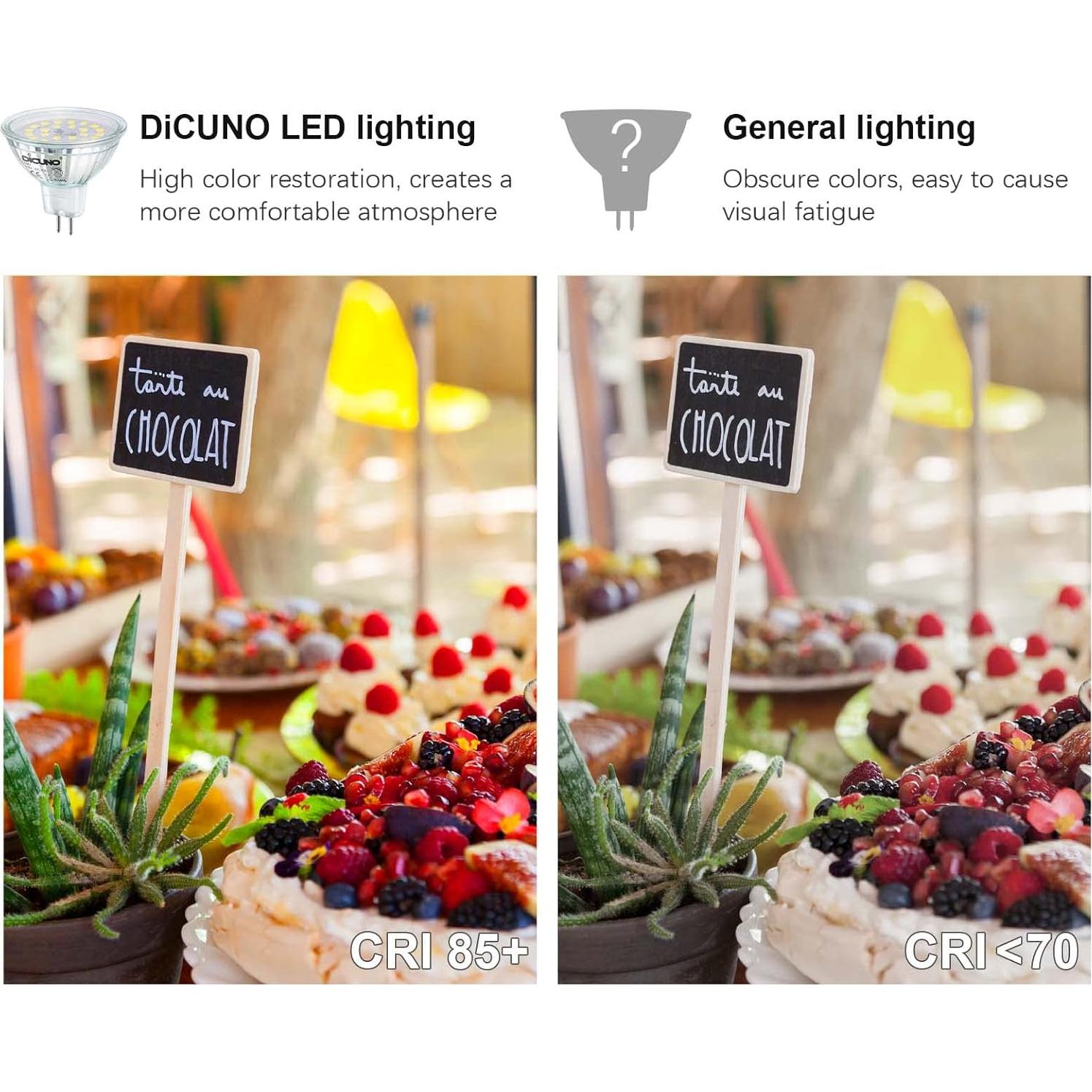 Bombillas LED DiCUNO MR16 5W 6000K GU5.3 10 Paquetes