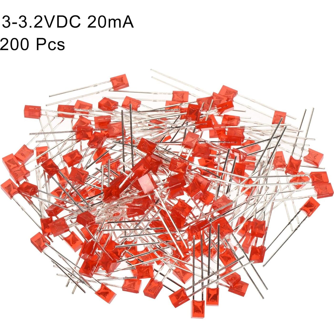 Bombillas LED Rojo PATIKIL 200Pcs 2x3x4mm para Bricolaje