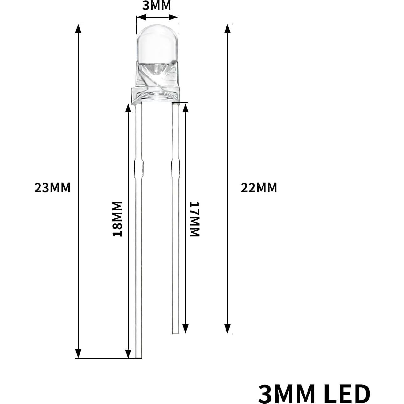 100 LEDs Diodo 3mm Blanco Cálido YUNKE DIANZI Kit Iluminación