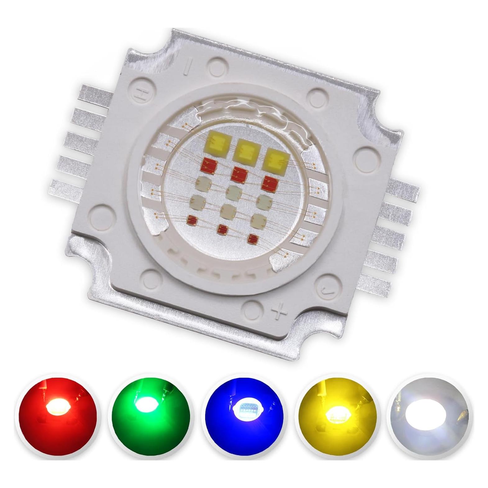 Chip LED RGBWY 15W de Alta Potencia LEDGUHON para Iluminación DIY