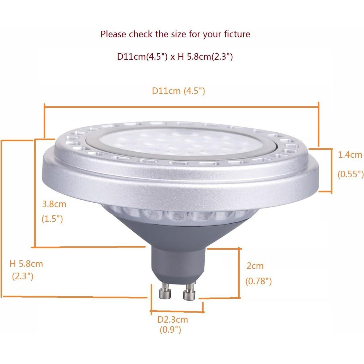 Bombilla LED Dimmable QLEE AR111 GU10 15W Luz Cálida 3000K
