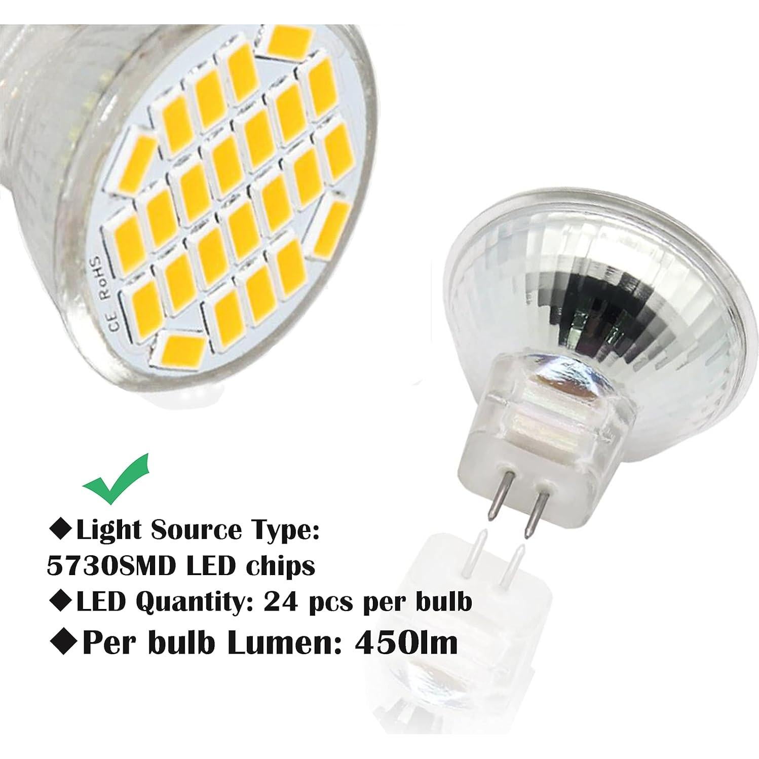 Bombillas LED MR11 3W Edearkar GU4 3000K Paquete de 4