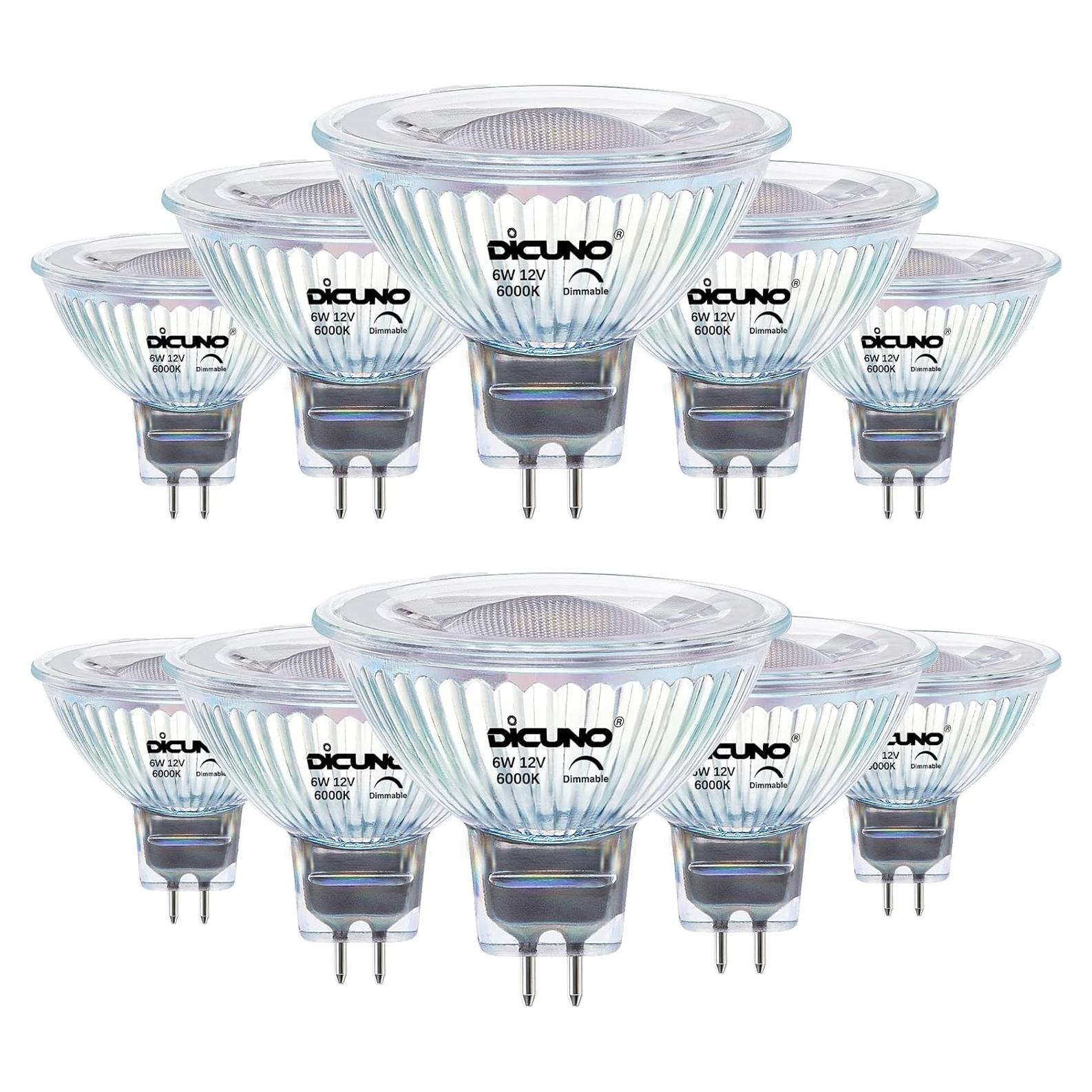 Bombilla LED DiCUNO MR16 regulable 6W 6000K GU5.3 Paquete de 10