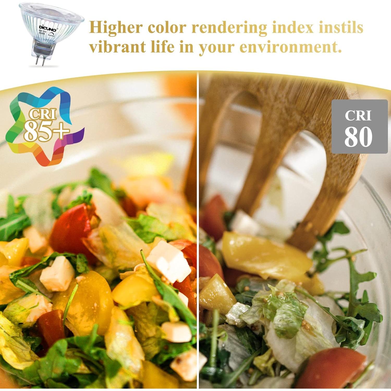 Bombilla LED DiCUNO MR16 regulable 6W 6000K GU5.3 Paquete de 10