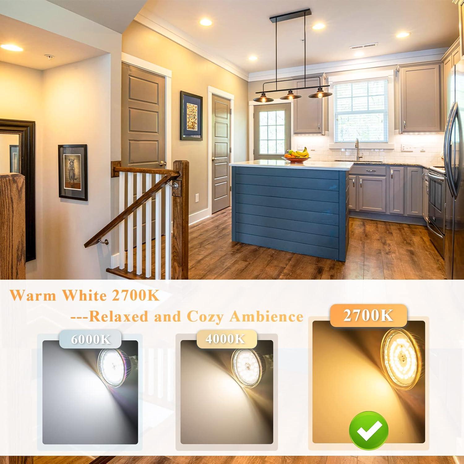 DiCUNO Bombillas LED MR16 6W 750LM GU5.3 2700K 10 Paquetes