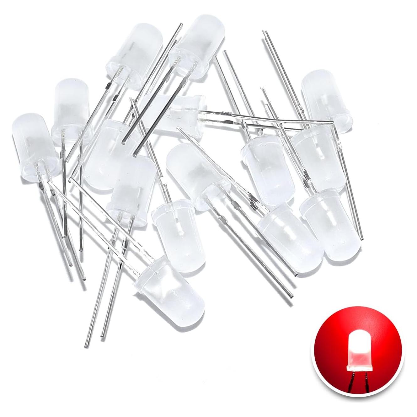 Kit de 100 Diodos LED Difusos 5mm Rojo YUNKE DIANZI