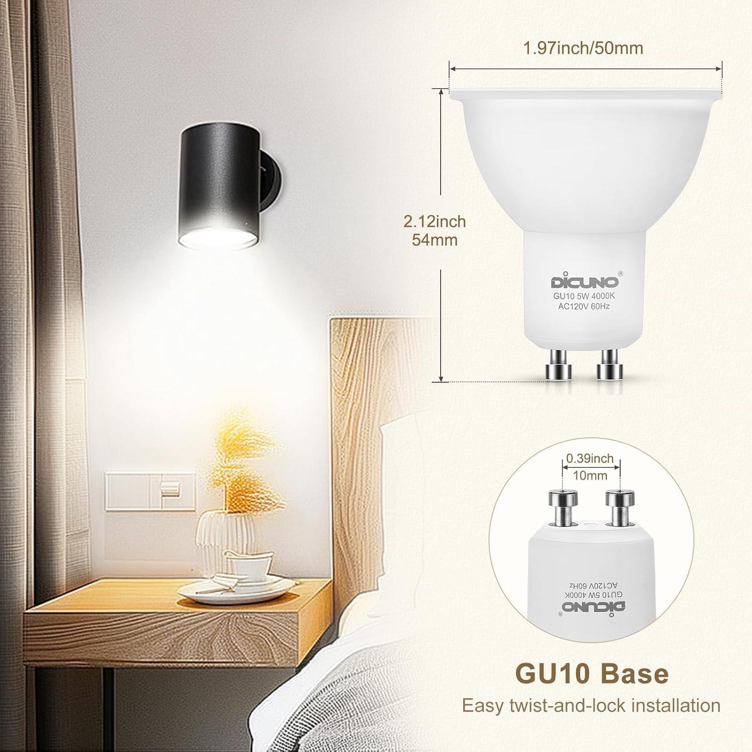 Bombilla LED DiCUNO GU10 Regulable 5W 5000K 450LM Paquete de 6