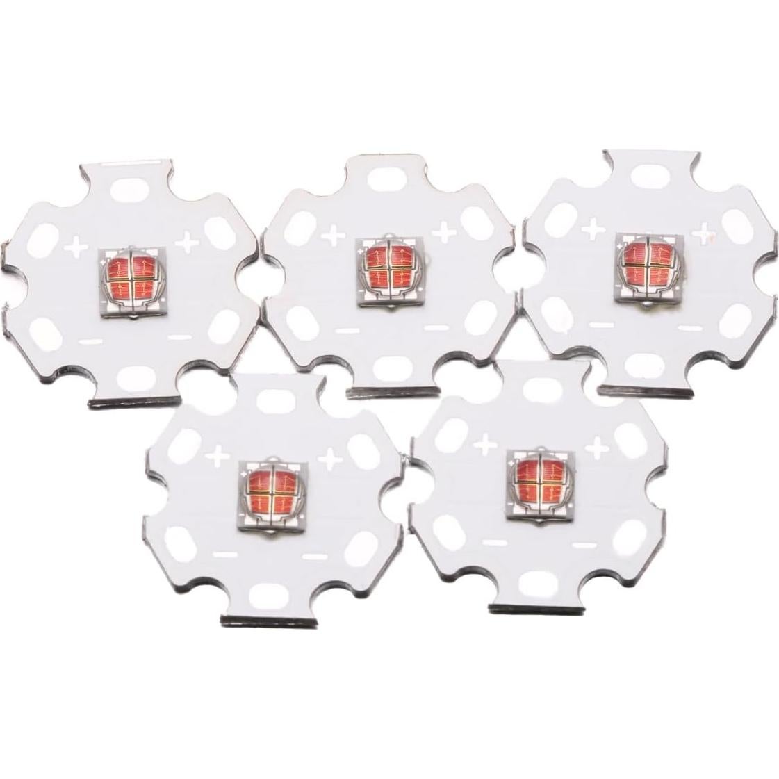 5 Pcs LED Rojo 5050 SMD 12W con Placa Aluminio 20mm