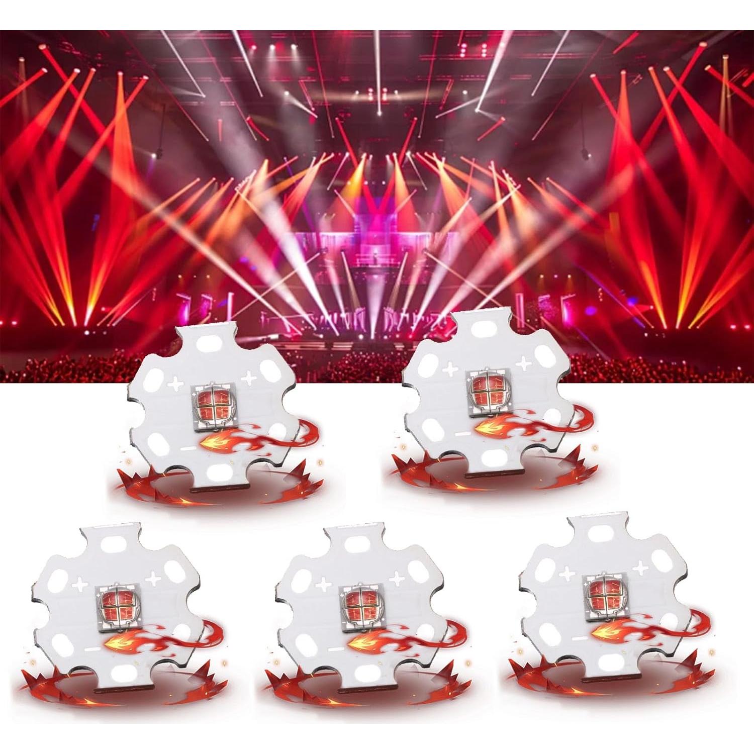 5 Pcs LED Rojo 5050 SMD 12W con Placa Aluminio 20mm