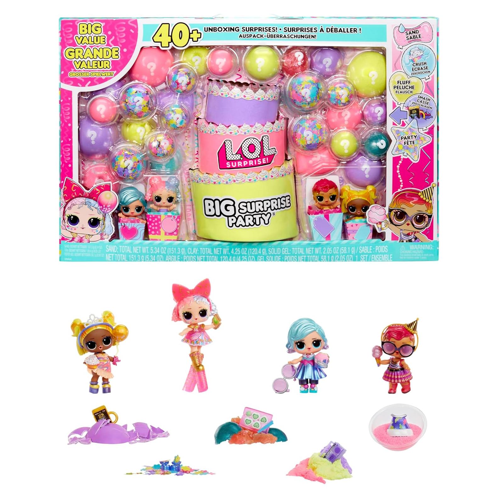 L.O.L. Surprise! Big Surprise Party – 4 Dolls to Collect, + 40 Surprises, 5 Unboxing Experiences, Outfits, Sand, Gel, Shells, Plush, Party Confetti, Girls 4 Years and Up