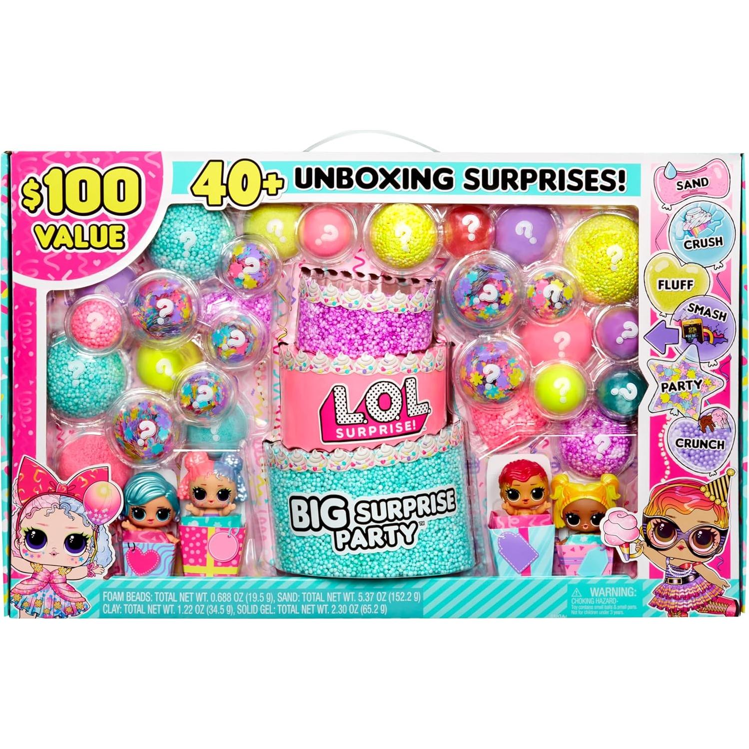 L.O.L. Surprise! Big Surprise Party – 4 Dolls to Collect, + 40 Surprises, 5 Unboxing Experiences, Outfits, Sand, Gel, Shells, Plush, Party Confetti, Girls 4 Years and Up