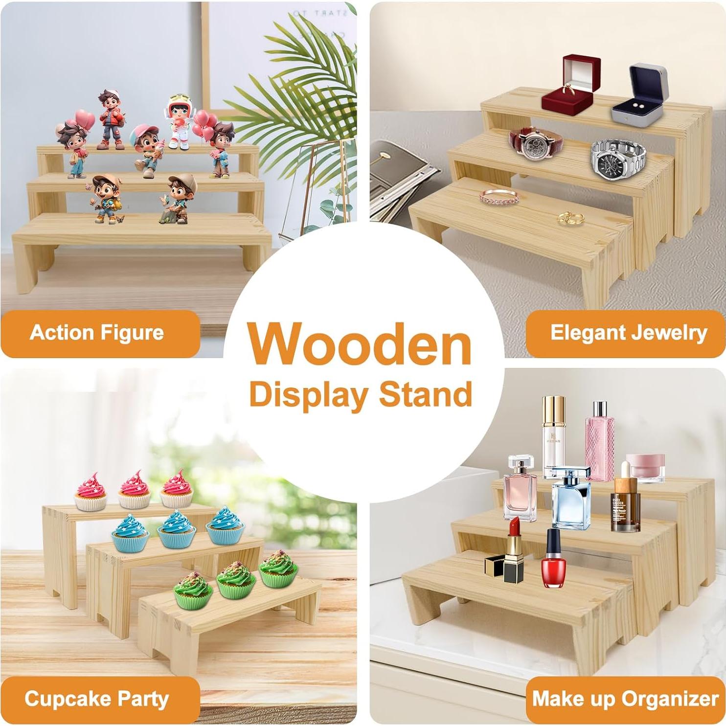 Juego de Soportes de Exhibición de Madera 6 Piezas - Varbonia