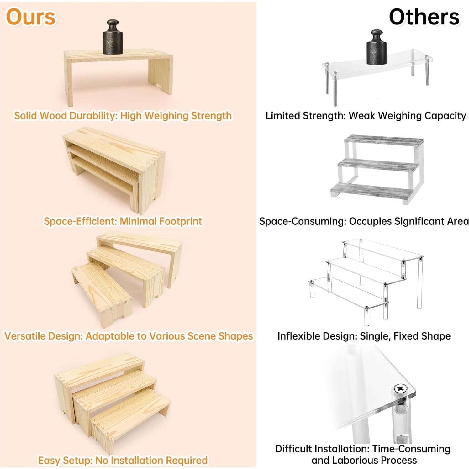 Juego de Soportes de Exhibición de Madera 6 Piezas - Varbonia