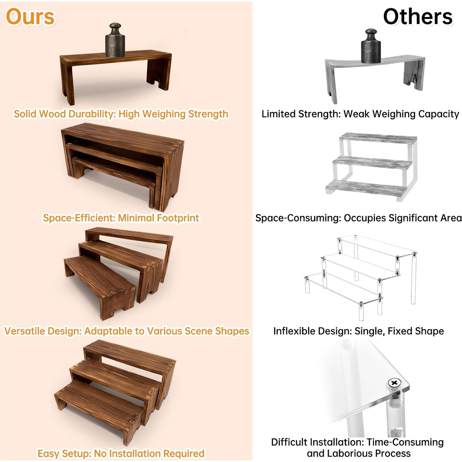 Juego de Soportes de Exhibición de Madera 6 Piezas - Varbonia