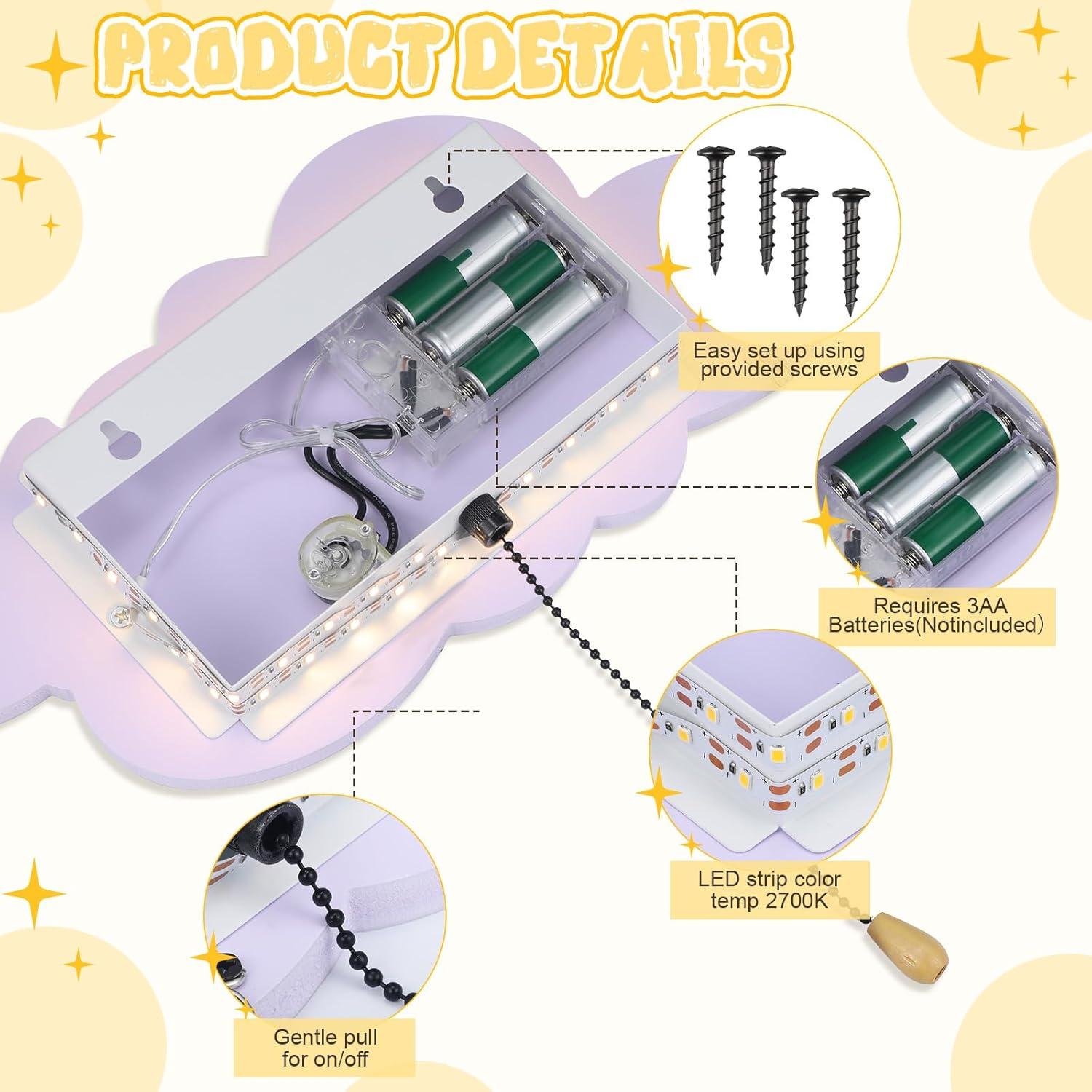 Lámpara de Pared Nube Aurelema LED a Batería 12x10 cm