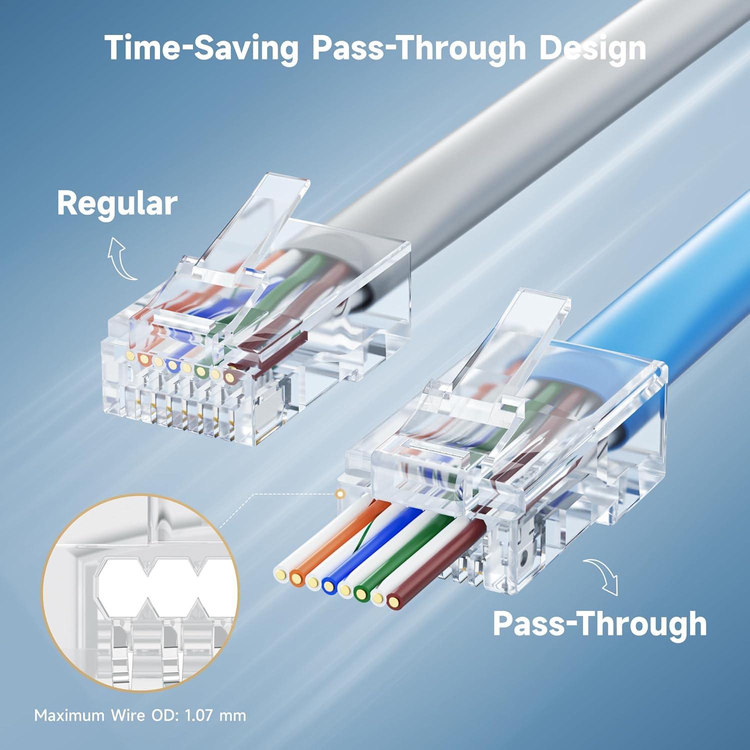 Conectores RJ45 Pasantes Cat 6 Cable Matters 100-Pack