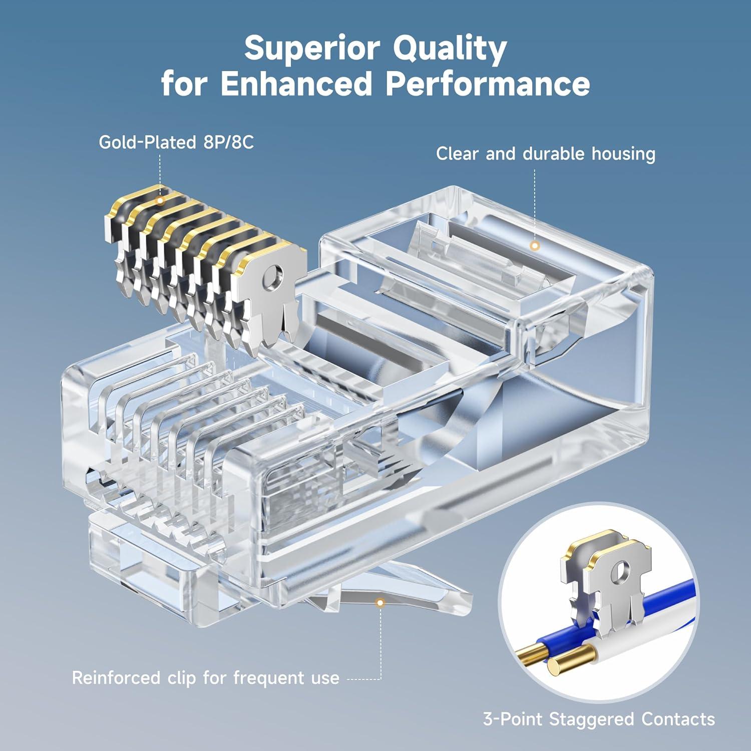 Conectores RJ45 Pasantes Cat 6 Cable Matters 100-Pack