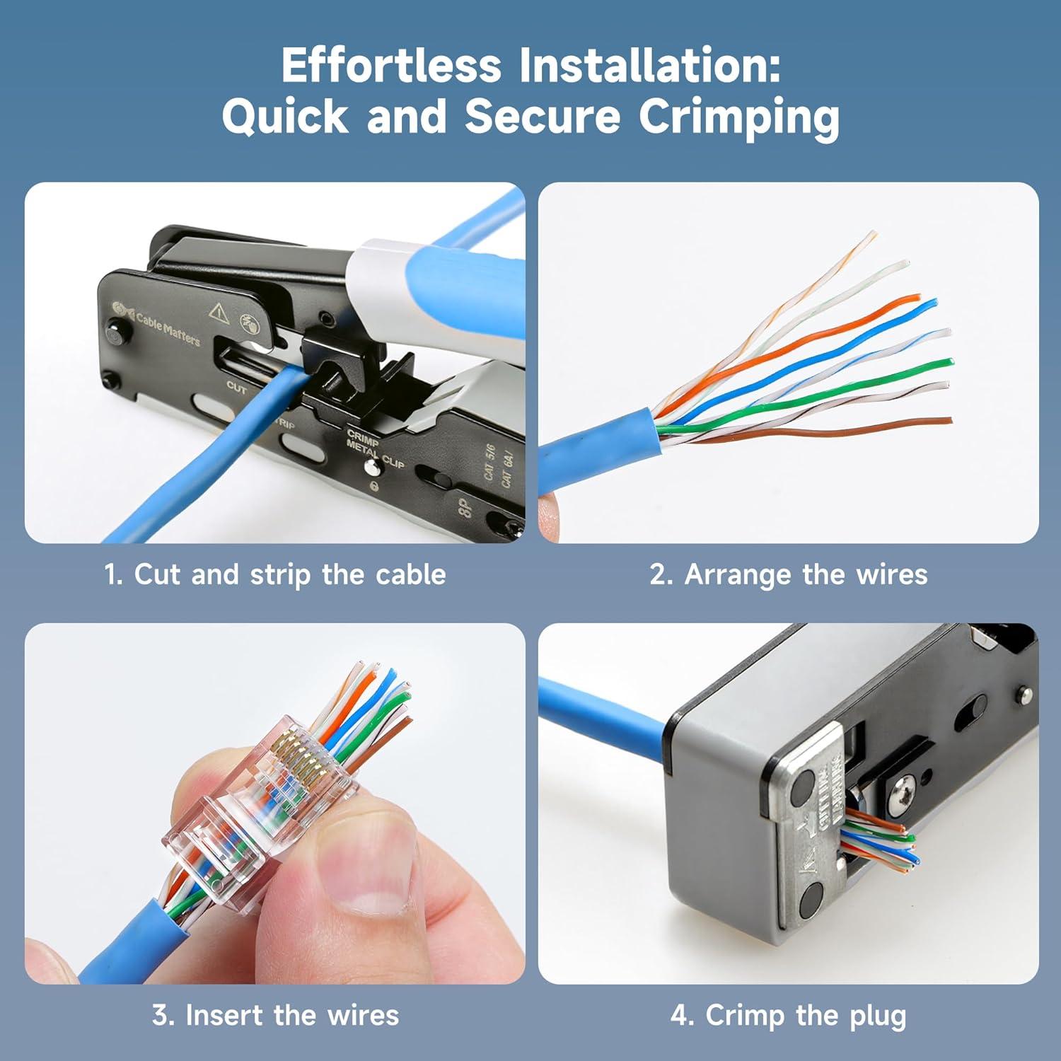 Conectores RJ45 Pasantes Cat 6 Cable Matters 100-Pack