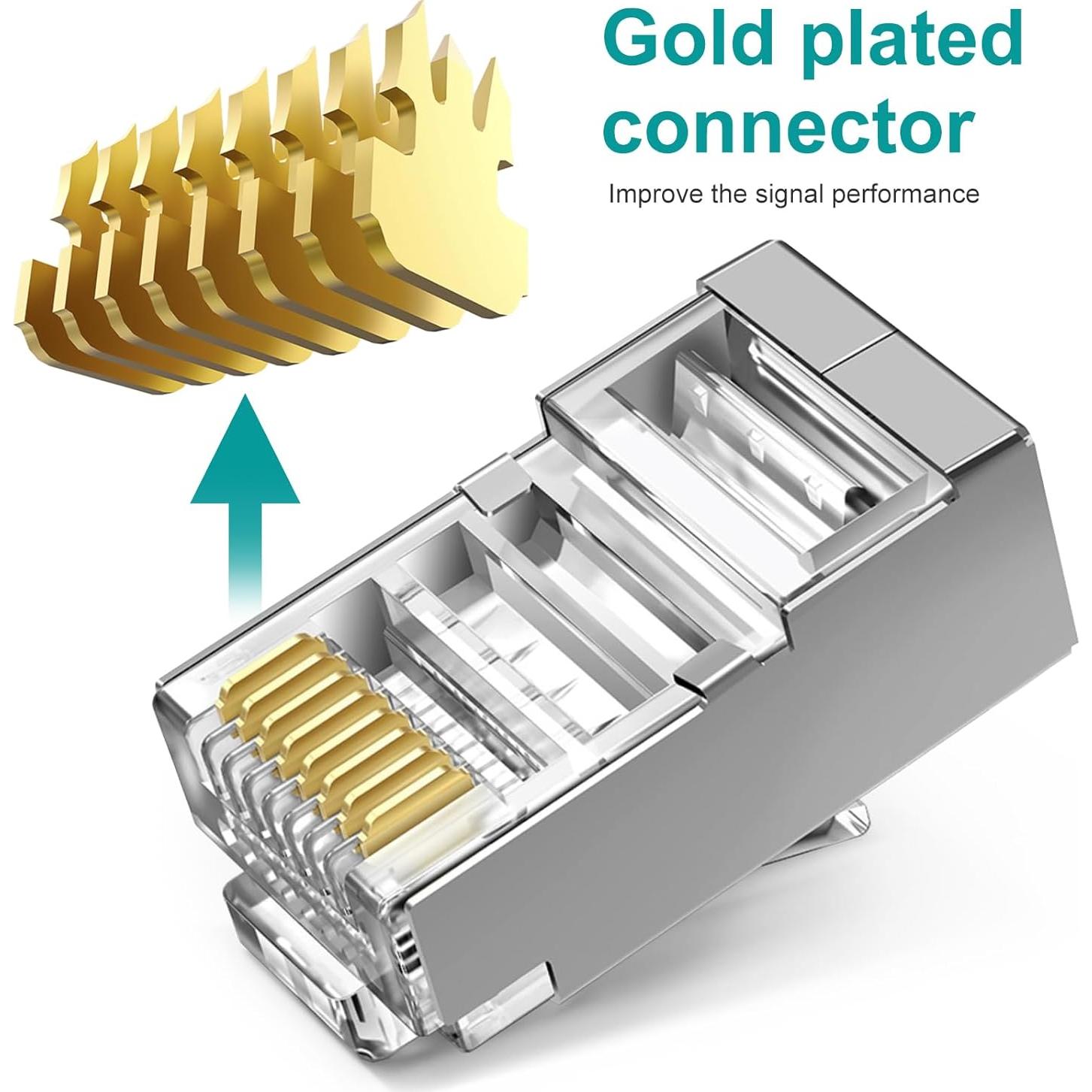 Paquete de 100 conectores RJ45 blindados Cat 6 Brileine