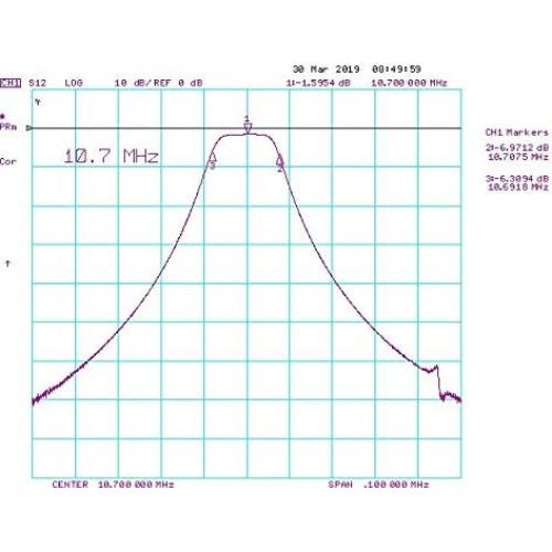 Filtro de paso de banda Taidacent 10.7MHz ±7KHz 24x47mm