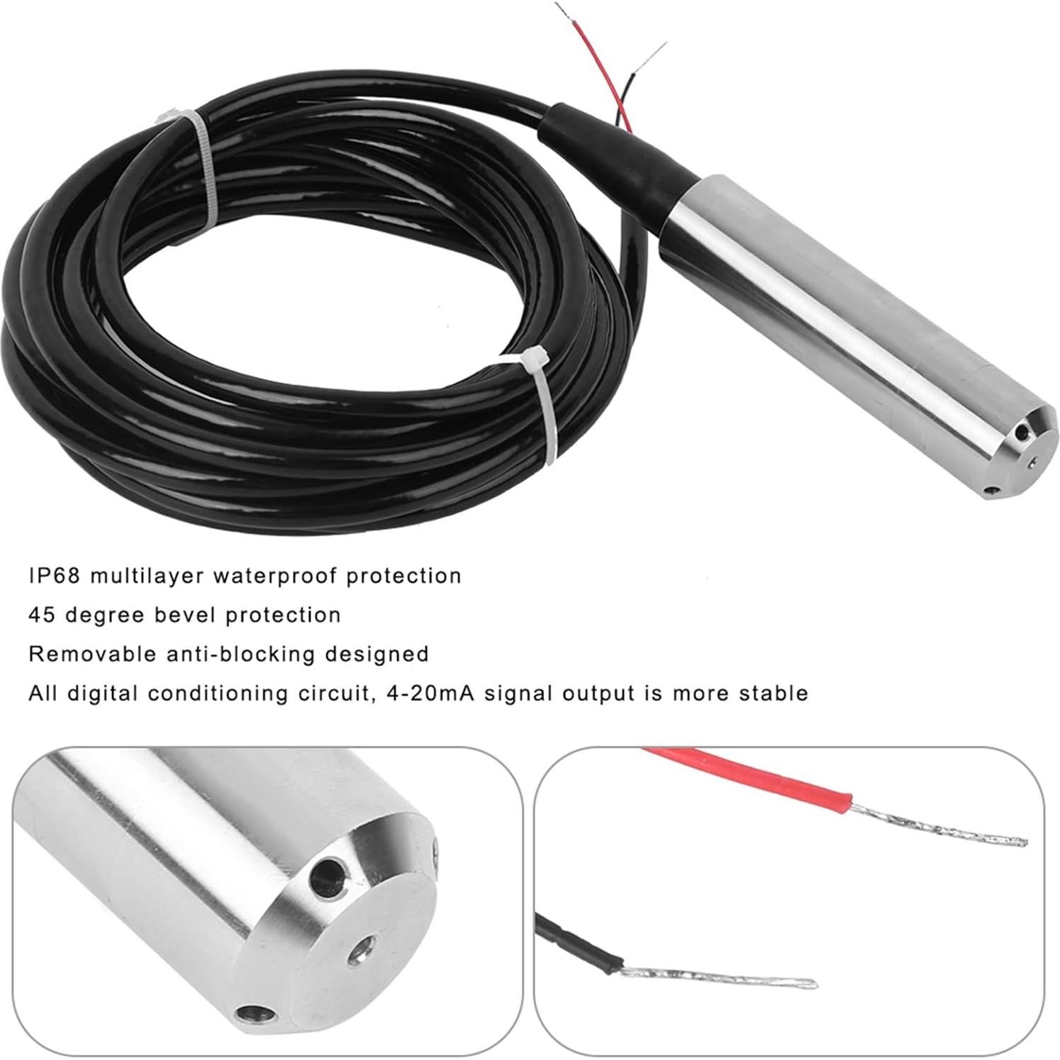 Sensor de Nivel de Líquido Hapivida 24VDC 4-20mA IP68 0-1m