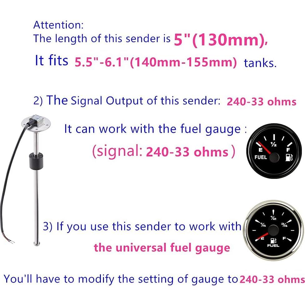 Unidad de Envío de Combustible 100Tech 240-33 ohmios 130mm