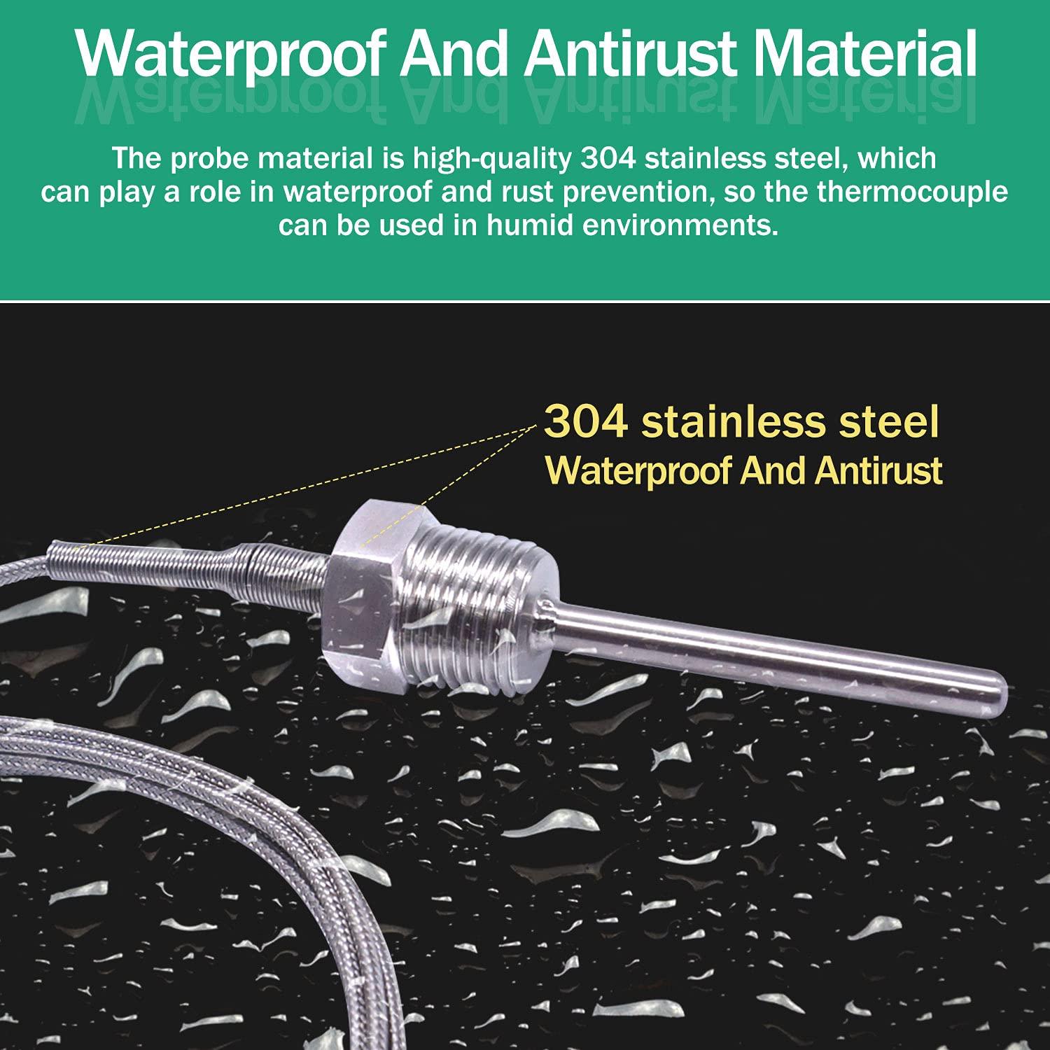 Sonda de Temperatura Tipo K Twidec 1/2" NPT Acero Inoxidable 304 0-600°C