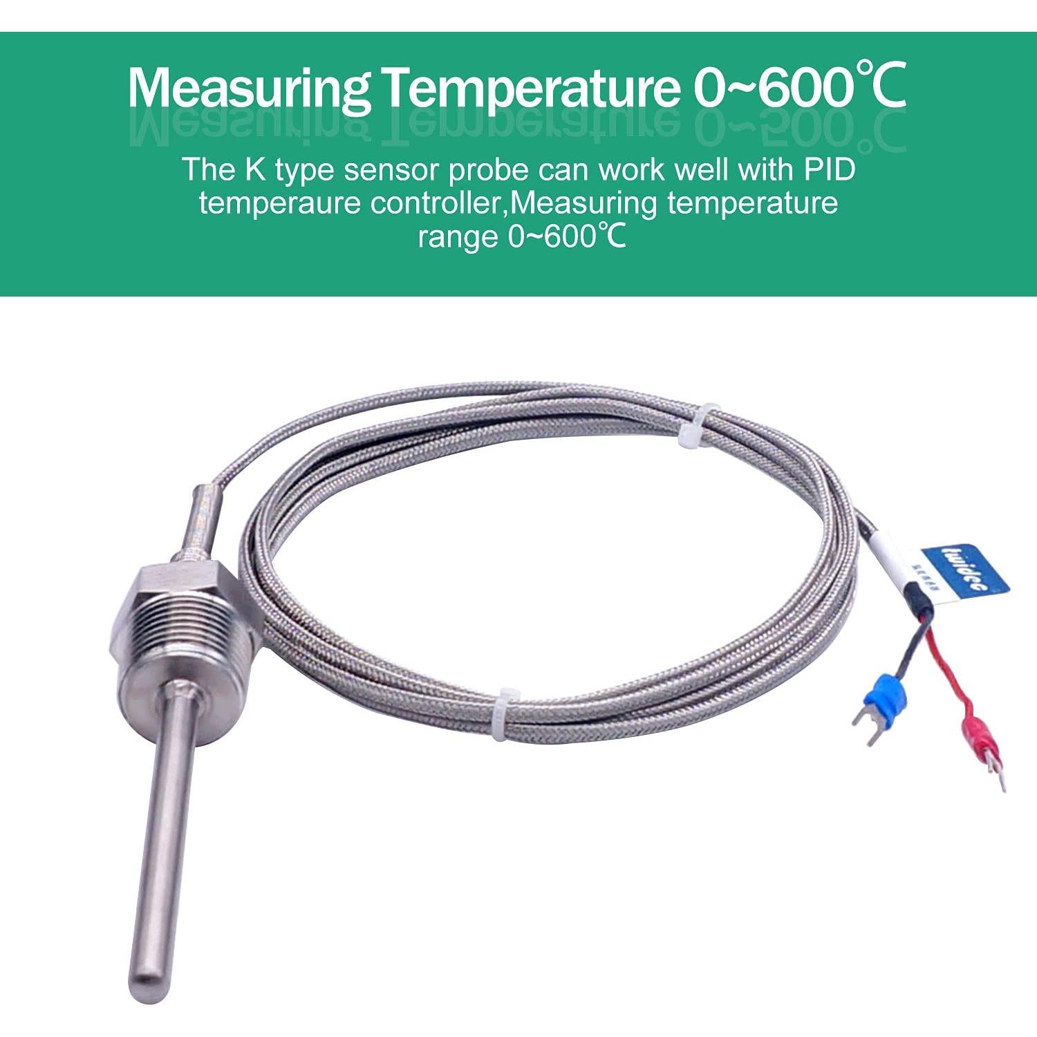 Sonda de Temperatura Tipo K Twidec 1/2" NPT Acero Inoxidable 304 0-600°C