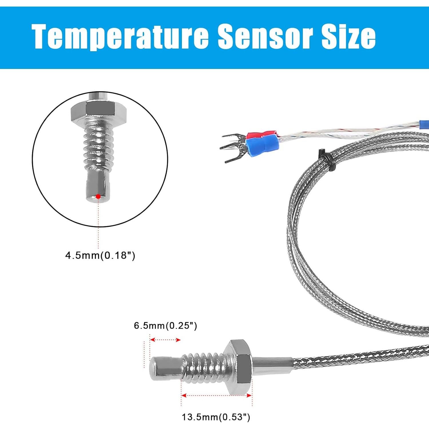 Sonda de Temperatura Tipo K Alinan 1M M6 0-400°C 2 Pcs