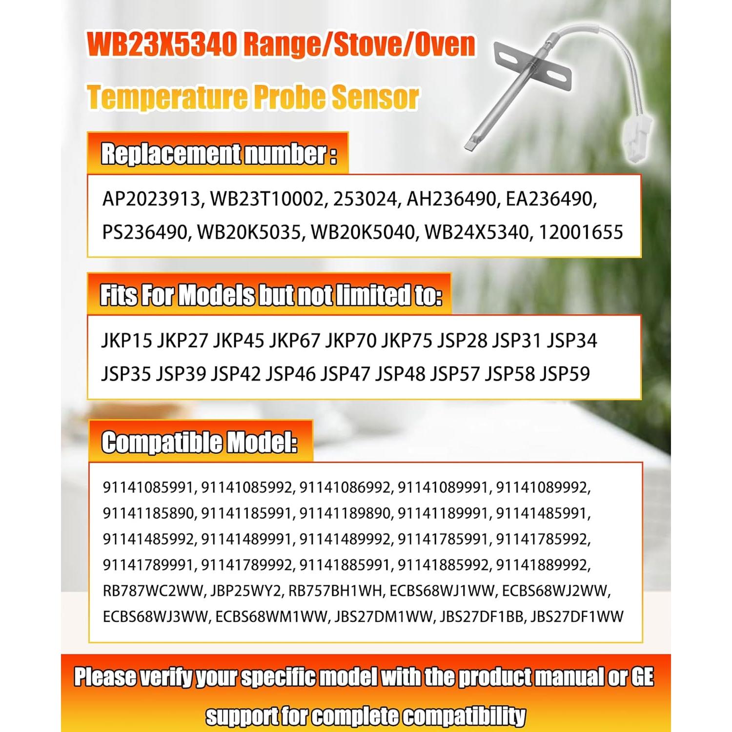 Sensor de temperatura de horno GE WB23X5340 2.54cm fácil instalación